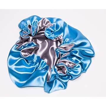 (TURQUOISE & SILVER) (XX-LARGE JUMBO) 26Inch Reversible - High Quality Luxuries Pure Satin Hair Bonn...