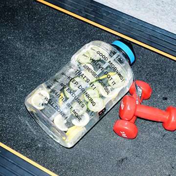 BuildLife Gallon Water Bottle with Straw - 128oz Large Water Bottles with Times to Drink More Daily - BPA Free Motivational Water Bottle Clear, 1 Gallon