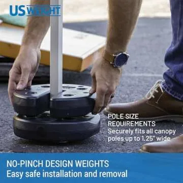 US Weight 30 Pound Canopy Weight Set of 4 with No-Pinch Design - Easy Installation and Removal to Secure Tents, Canopies, and Umbrellas at Outdoor Events