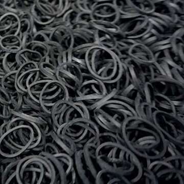 Amelia Beauty | 1000 Count 1/2" Rubber Bands | Premium US Made Rubber Hair Ties | Ideal for Ponytails, Braids & Beards | Strong All Day Hold | Convenient Re-closable Container | Black