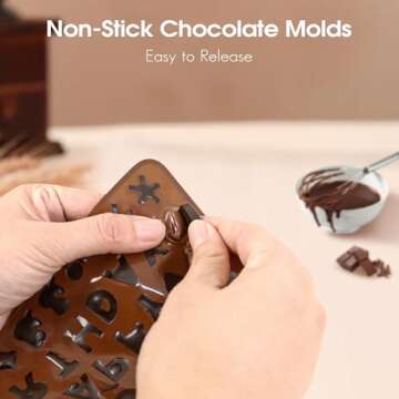 Silicone Letter Mold and Number Chocolate Molds with Happy Birthday Cake Decorations Symbols 2pcs