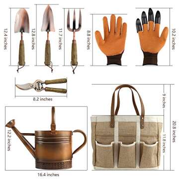 Megawodar Gardening Tools Set: Watering Can & Tote for All Gardeners