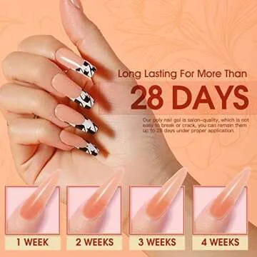 ROSALIND Poly Nail Gel Kit 2 oz Naked Orange Poly Extension Gel Nails, Poly Builder Nail Gel Neutral Poly Color Gel Strengthen Poly Nails Set with Brush and Poly Nail Gel Forms DIY at Home