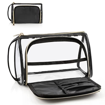 TSA Approved Clear Makeup Bag - Durable Travel Toiletry Organizer