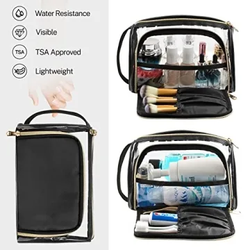 TSA Approved Clear Makeup Bag - Durable Travel Toiletry Organizer
