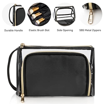 TSA Approved Clear Makeup Bag - Durable Travel Toiletry Organizer