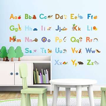 DECOWALL DS8-1608 Watercolour Animal Alphabet ABC Kids Wall Stickers Decals Peel and Stick Removable...