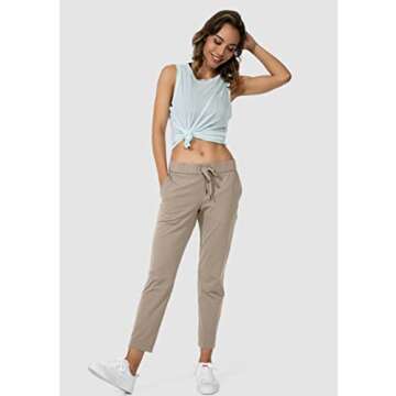 G Gradual Women's Pants with Deep Pockets 7/8 Stretch Sweatpants for Women Athletic, Golf, Lounge, Work (Khaki, X-Small)