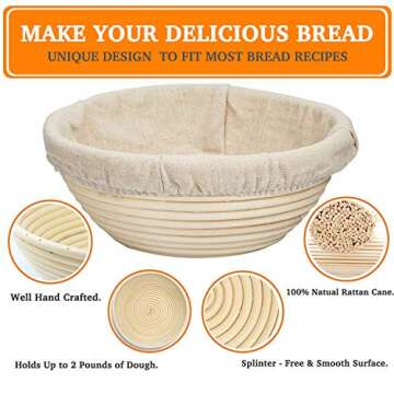 Farielyn-X 2 Packs 9 Inch Bread Banneton Proofing Basket - Baking Dough Bowl Gifts for Bakers Provin...