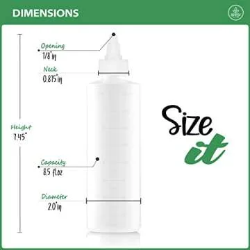 Applicator Bottle for Hair - 2-Pack, 8.5 Ounce, Translucent, Adjustable Nozzle, Open/Close Feature, Squeeze Design with Measuring Scale - Ideal for Scalp, Hair Color, Roots, Hair Oil Application