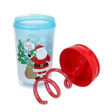 GBI Christmas Tumblers Set with Closable Swirl Straws