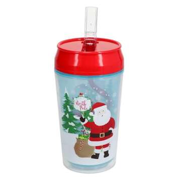 GBI Christmas Tumblers Set with Closable Swirl Straws