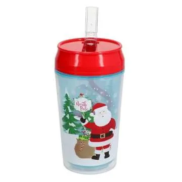 GBI Christmas Tumblers Set with Closable Swirl Straws