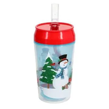 GBI Christmas Tumblers Set with Closable Swirl Straws