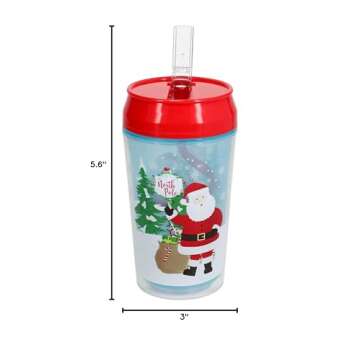 GBI Christmas Tumblers Set with Closable Swirl Straws