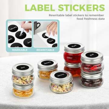 Canning Jars - 12 Pack Small Mason Jars 4 oz Glass Canning Jars with Lids for Jam, Honey and Spice, Wedding Favors, Shower Favors