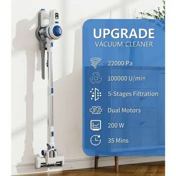ORFELD Cordless Vacuum with 22000Pa Suction Power