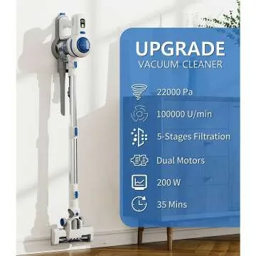 ORFELD Cordless Vacuum with 22000Pa Suction Power