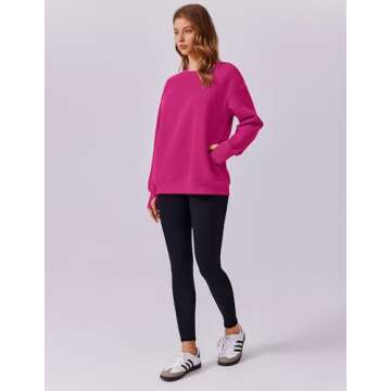 PINSPARK Oversized Sweatshirt Women's Fleece Pullover with Pockets