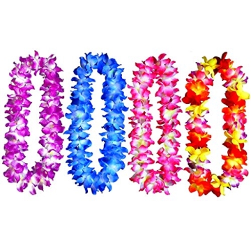 BFDYY 4pcs Hawaiian Leis - Lush Hula Dance Garlands in Vibrant Colors