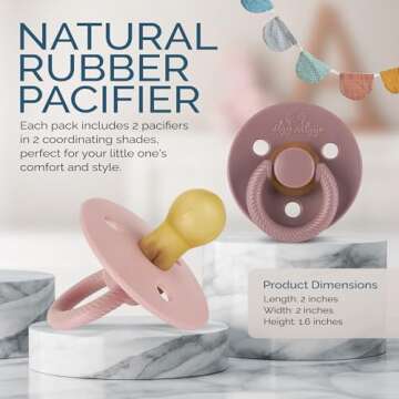 Itzy Ritzy Natural Rubber Pacifiers, Set of 2 – Natural Rubber Newborn Pacifiers with Cherry-Shape...