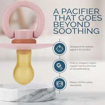 Itzy Ritzy Natural Rubber Pacifiers, Set of 2 – Natural Rubber Newborn Pacifiers with Cherry-Shaped Nipple & Large Air Holes for Added Safety; Set of 2 in Blossom & Rosewood, Ages 0 – 6 Months