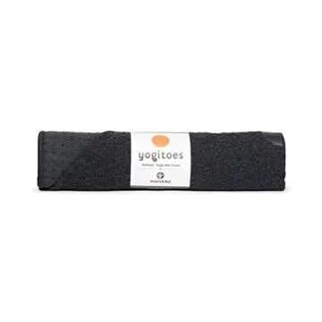 Yogitoes Manduka Yoga Towel for Mat Nonslip and Quick Dry for Hot Yoga with Rubber Bottom Grip Dots 72 Inch Long Onyx Thin and Lightweight (262023001)