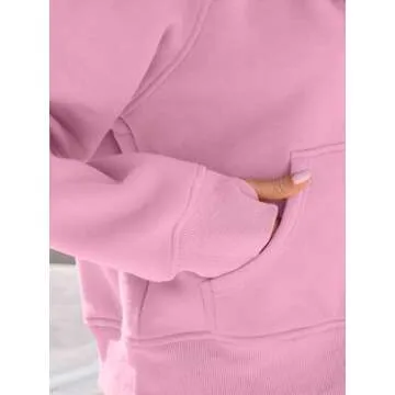 AUTOMET Womens Zip Up Hoodies Fleece Jackets Oversized Sweatshirts Fall Fashion Outfits 2025 Sweaters Winter Clothes Pink M