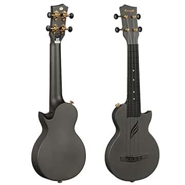 Soprano Ukulele Enya Nova U Mini 21" –Carbon Fiber Travel Ukulele–With Beginner Kit includes Semi-Hard Case, Strap, Capo, and Strings (Black)