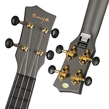 Soprano Ukulele Enya Nova U Mini 21" –Carbon Fiber Travel Ukulele–With Beginner Kit includes Semi-Hard Case, Strap, Capo, and Strings (Black)