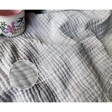 KyraHome 100% Organic Cotton 55"x60" Muslin Throw Blankets for Couch, Adult, Hand-Plant Dyed Breatha...