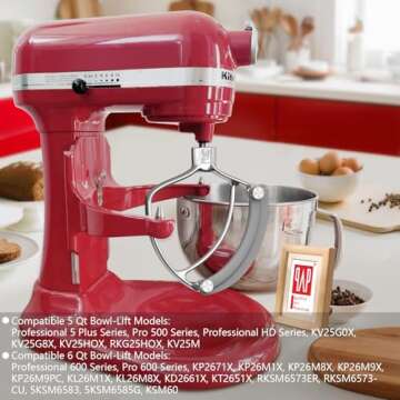 Flat Beater Replacement for KitchenAid 5plus/6 Qt. Bowl-Lift Stand Mixers/Polished 18/8 Stainless St...