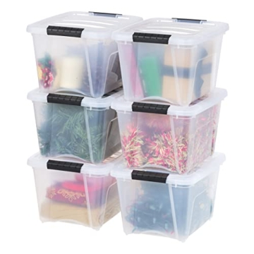 IRIS USA 19 Qt Stackable Plastic Storage Bins with Lids - 6 Pack - BPA-Free, Made in USA