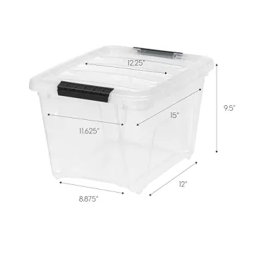 IRIS USA 19 Qt Stackable Storage Bins - BPA-Free, Clear