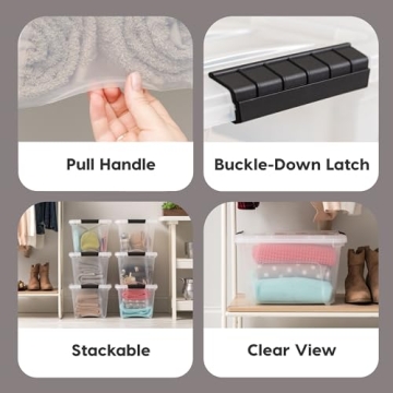 IRIS USA 19 Qt Stackable Storage Bins - BPA-Free, Clear