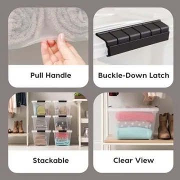 IRIS USA 19 Qt Stackable Storage Bins - BPA-Free, Clear