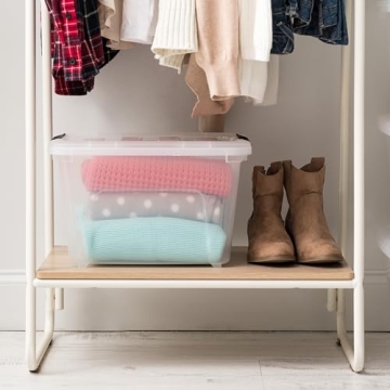 IRIS USA 19 Qt Stackable Storage Bins - BPA-Free, Clear