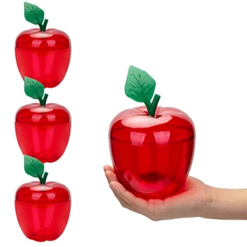 HANZE Large Red Apple Container - Perfect Teacher Appreciation Gift and Party Decor - 4 Pack