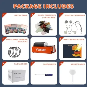 VIYUKI 2025 Professional Rock Tumbler Kit - Double Drum 6LB Lapidary Polisher for Adults (Double Barrel), Includes Rough Gemstones, 8 Polishing Grits, Jewelry, Learning Guide, Great Stem Science Kit