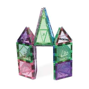 CreateOn Crayola Glitter Magnetic Tiles for Kids 36-Piece Set