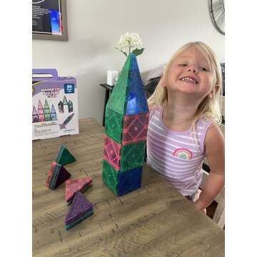 CreateOn Crayola Glitter Magnetic Tiles for Kids 36-Piece Set