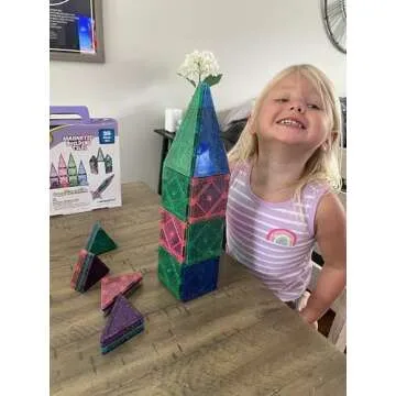 CreateOn Crayola Glitter Magnetic Tiles for Kids 36-Piece Set