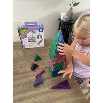 CreateOn Crayola Glitter Magnetic Tiles for Kids 36-Piece Set
