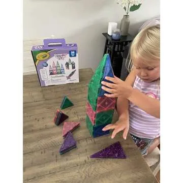 CreateOn Crayola Glitter Magnetic Tiles for Kids 36-Piece Set