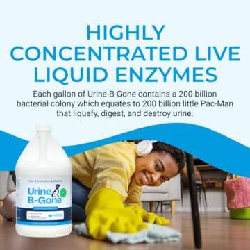 KINZUA ENVIRONMENTAL Urine B-Gone, Professional Enzyme Odor Eliminator & Pet Stain Remover, Human, Cat & Dog Urine Cleaner, Effective on Laundry, Carpets & More, Original Scent, 1 Gallon