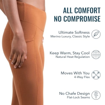 Soft Warm Wicking Merino Wool Leggings for All-Day Comfort