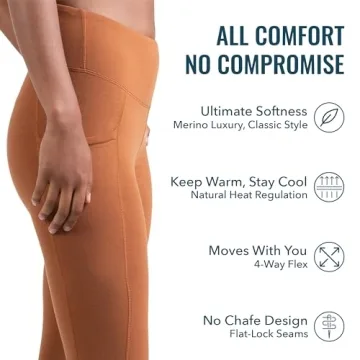 Soft Warm Wicking Merino Wool Leggings for All-Day Comfort