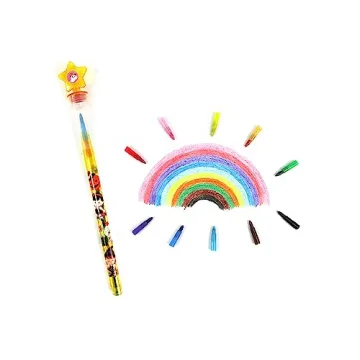 TINYMILLS 24 Pcs Halloween 2 in 1 Stackable Stacking Crayon with Extra Stamper Topper, Bulk Halloween Party Favors, Goodie Bag Stuffers, Classroom Rewards Prizes Non Candy Treats