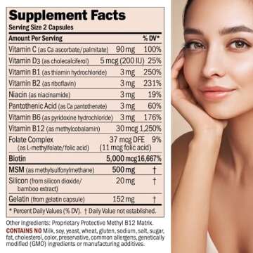 ANDREW LESSMAN Healthy Hair, Skin & Nails 120 Capsules – 5000 mcg High Bioactivity Biotin, B-Compl...