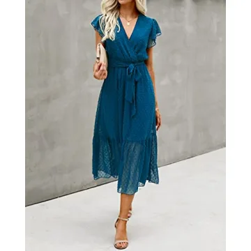 Stylish BTFBM Women Summer Bohemian Midi Dress